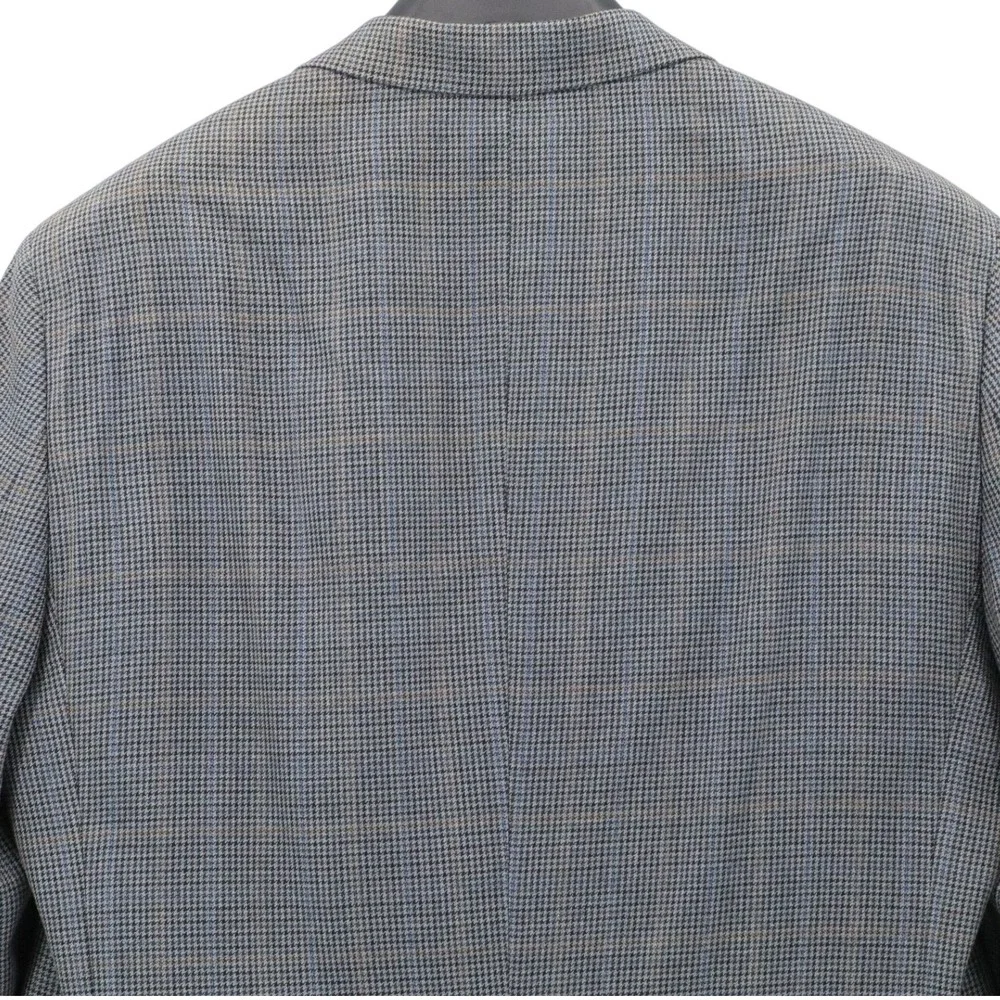 Ralph‎ Lauren Silk Wool Houndstooth Blazer Sport Coat Gray 46R